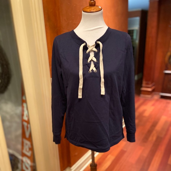 Old navy blue lace up sweatshirt - Picture 1 of 4